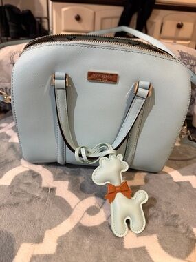 kate spade Light Blue Dome Satchel with Dog Charm